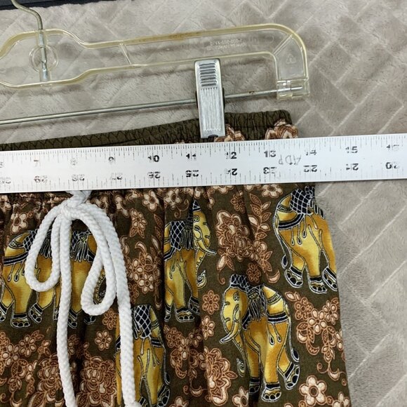 Kathmandu Imports Sz M Pants Green Colorful Elephant Baggy Boho Hippie Festival - Picture 5 of 16